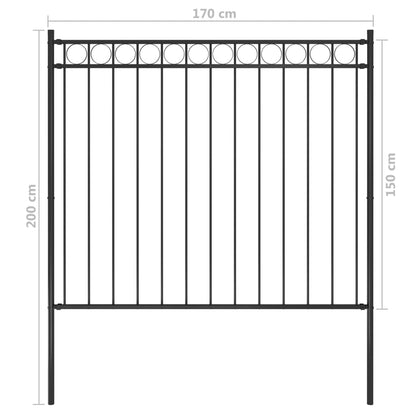 Gartenzaun Stahl 1,81x1,5 m Schwarz