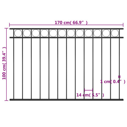 Zaunelement Stahl 1,7 x 1 m Schwarz