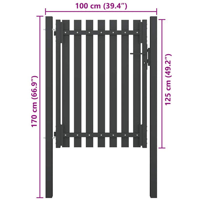 Gartentor Stahl 1x1,7 m Anthrazit