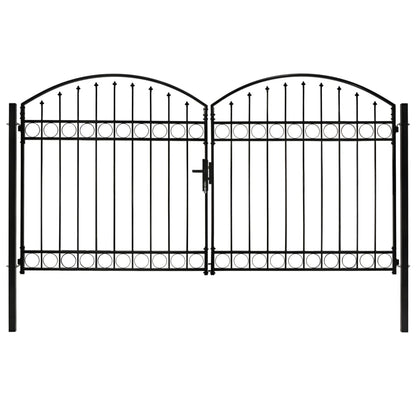 Hegnslåge Dobbeltfløjet Buet Top Stål 300x175 cm Sort