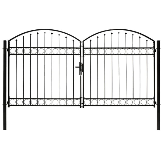 Hegnslåge Dobbeltfløjet Buet Top Stål 300x175 cm Sort