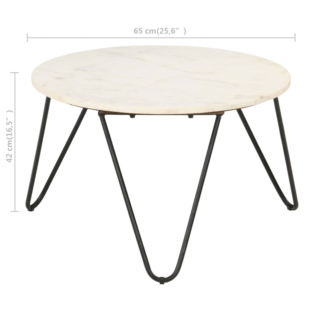 Couchtisch Weiß 65x65x42 cm Echtstein in Marmoroptik