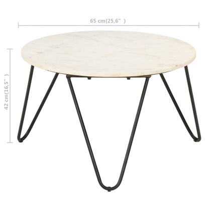 Couchtisch Weiß 65x65x42 cm Echtstein in Marmoroptik