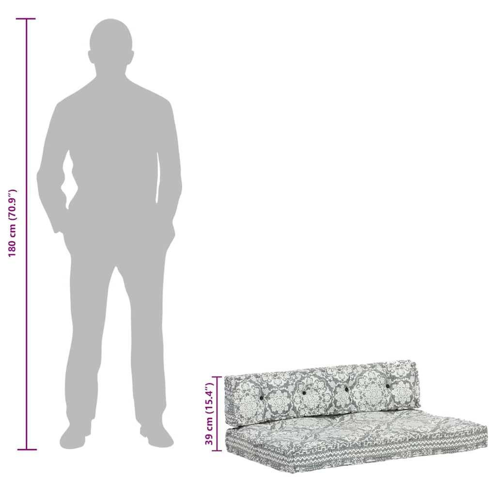 Palettensofa-Auflage Hellgrau Stoff Patchwork