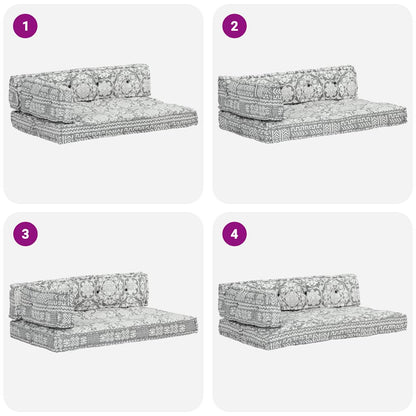 Palettensofa-Auflage Hellgrau Stoff Patchwork