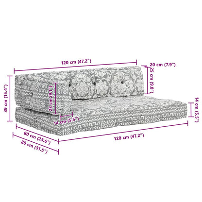 Palettensofa-Auflage Hellgrau Stoff Patchwork