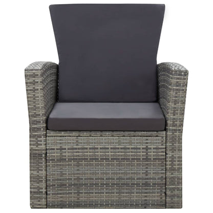 4-tlg. Garten-Lounge-Set mit Kissen Poly Rattan Grau