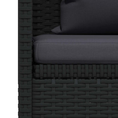Garten-Sofabett mit Kissen Poly Rattan Schwarz