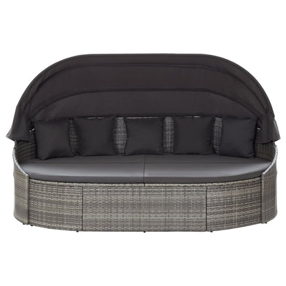 Outdoor-Loungebett mit Dach Grau