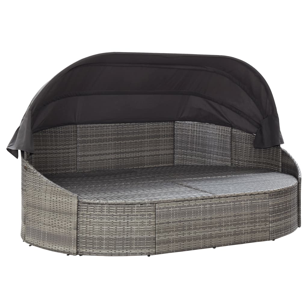 Outdoor-Loungebett mit Dach Grau