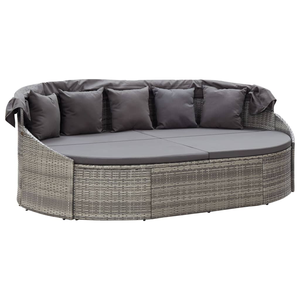 Outdoor-Loungebett mit Dach Grau