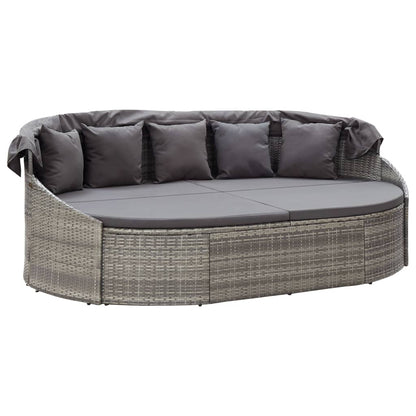 Outdoor-Loungebett mit Dach Grau