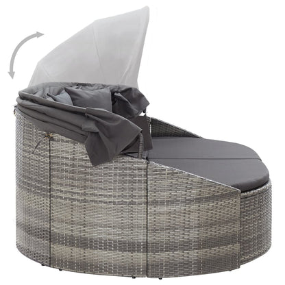Outdoor-Loungebett mit Dach Grau