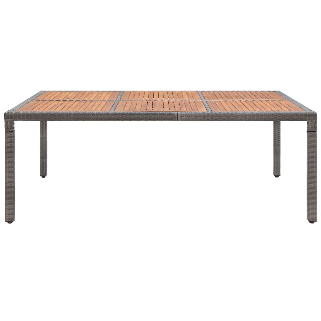 Gartentisch Grau 200x150x74 cm Poly Rattan und Akazienholz