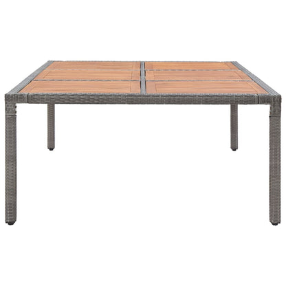 Gartentisch Grau 200x150x74 cm Poly Rattan und Akazienholz