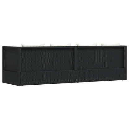 Garten-Sofabett mit Kissen Poly Rattan Schwarz