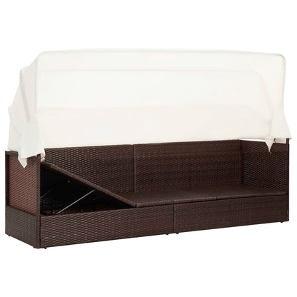 Gartensofa mit Sonnendach Poly Rattan Braun