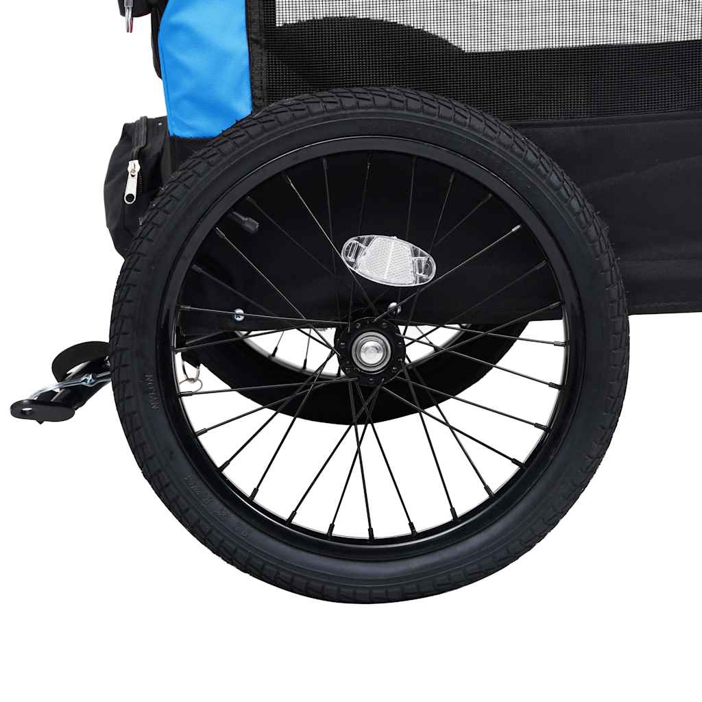 2-in-1 Fahrradanhänger für Hunde und Buggy Blau und Schwarz
