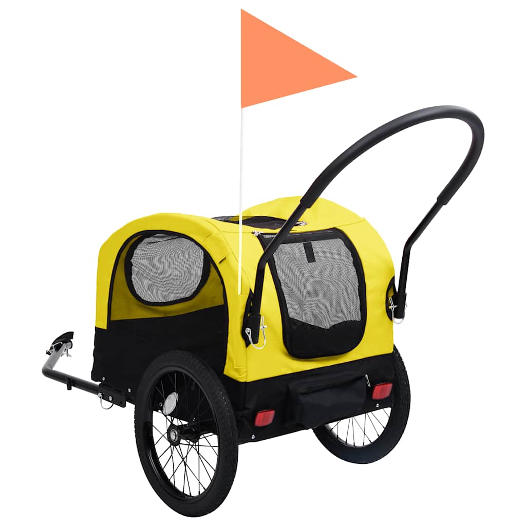 2-in-1 Fahrradanhänger für Hunde und Buggy Gelb und Schwarz