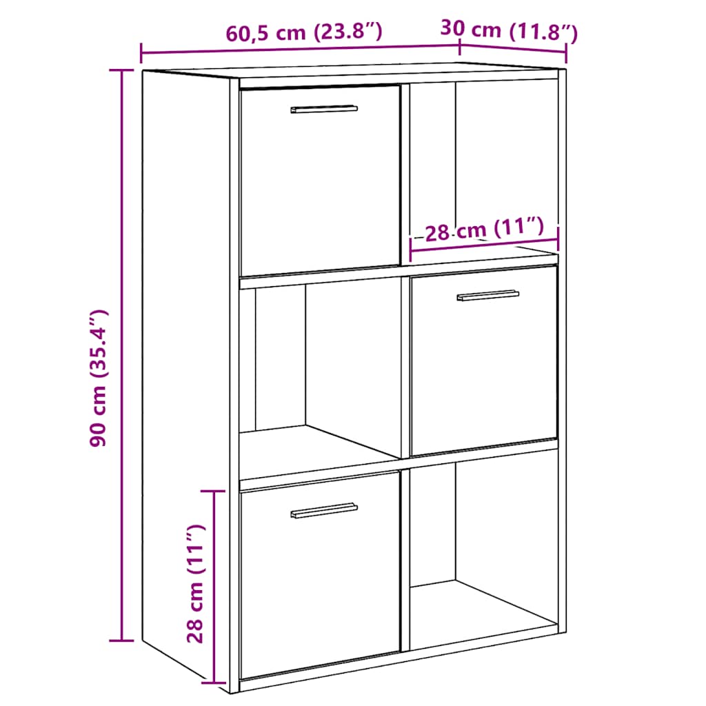 Lagerschrank Schwarz 60x29,5x90 cm Holzwerkstoff