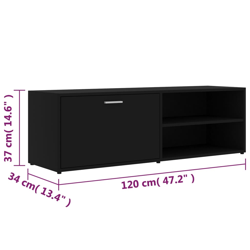 TV-skab Sort 120x34x37 cm Træ Materiale