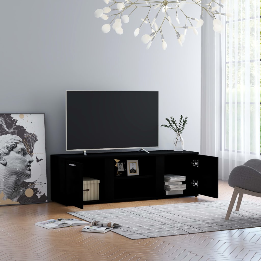 TV-skab Sort 120x34x37 cm Træ Materiale