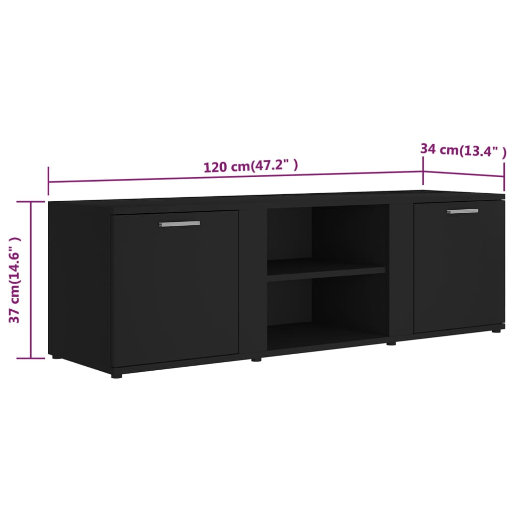 TV-skab Sort 120x34x37 cm Træ Materiale