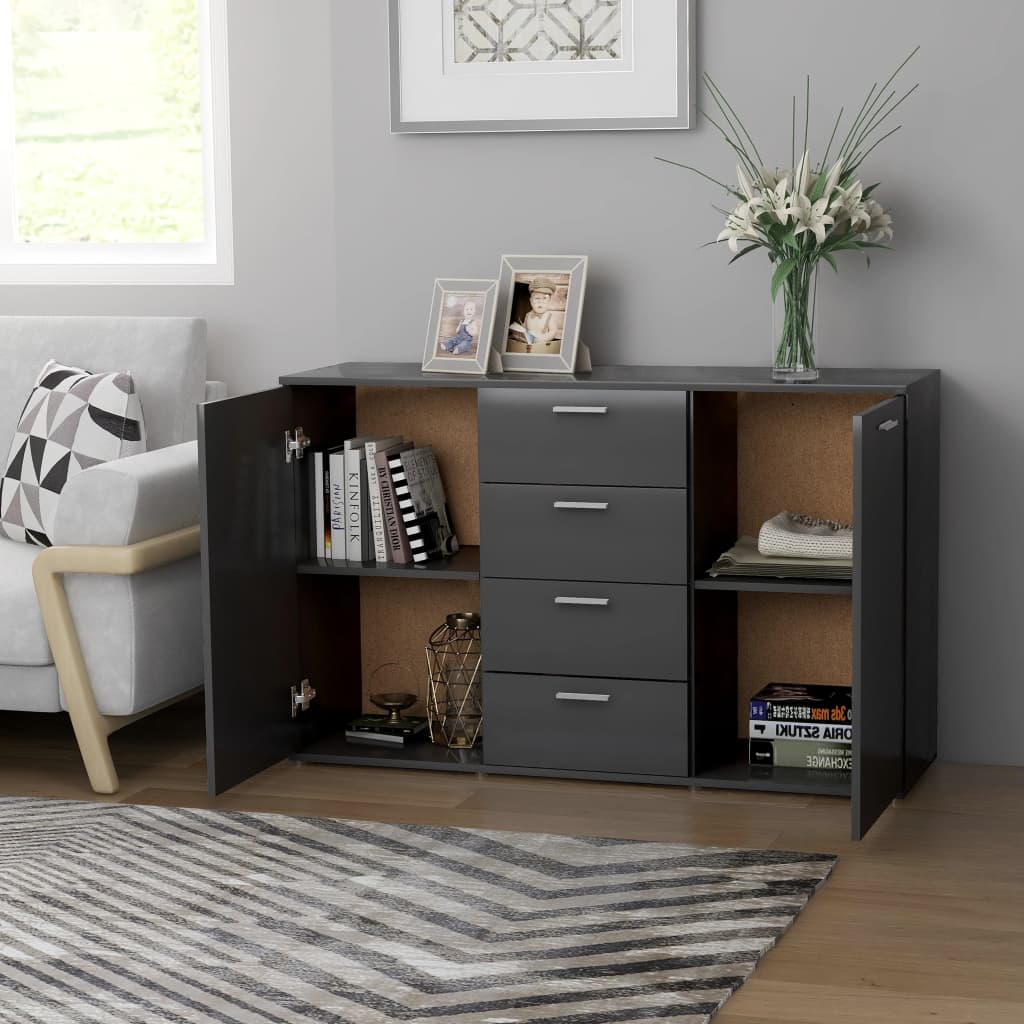 Sideboard Grau 120x35,5x75 cm Holzwerkstoff