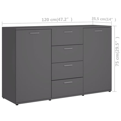 Sideboard Grau 120x35,5x75 cm Holzwerkstoff