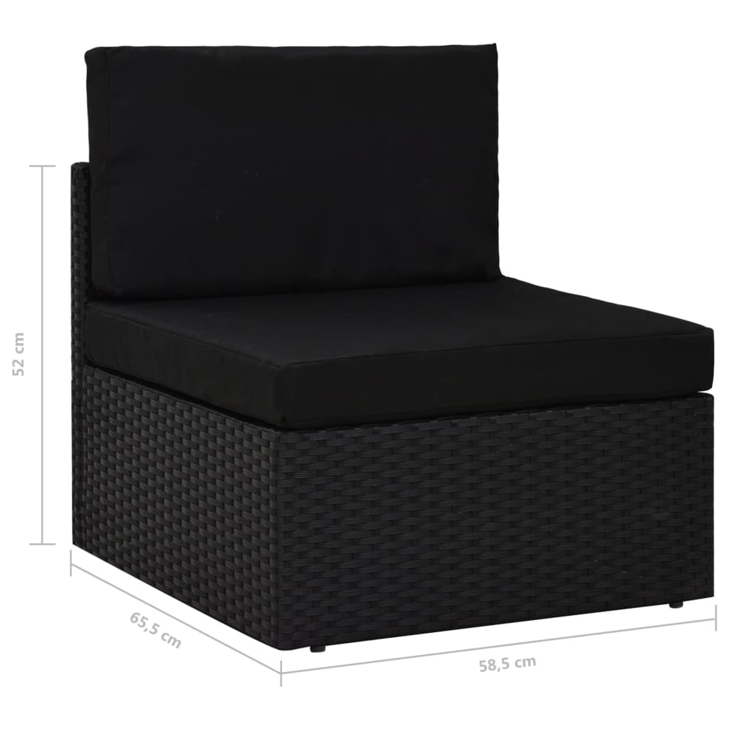 Modulares Mittelsofa Poly Rattan Schwarz