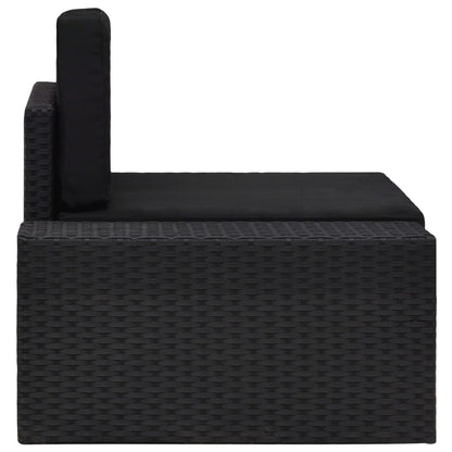 Modulares Sofa-Eckteil mit Armlehne (rechts) Poly Rattan Schwarz