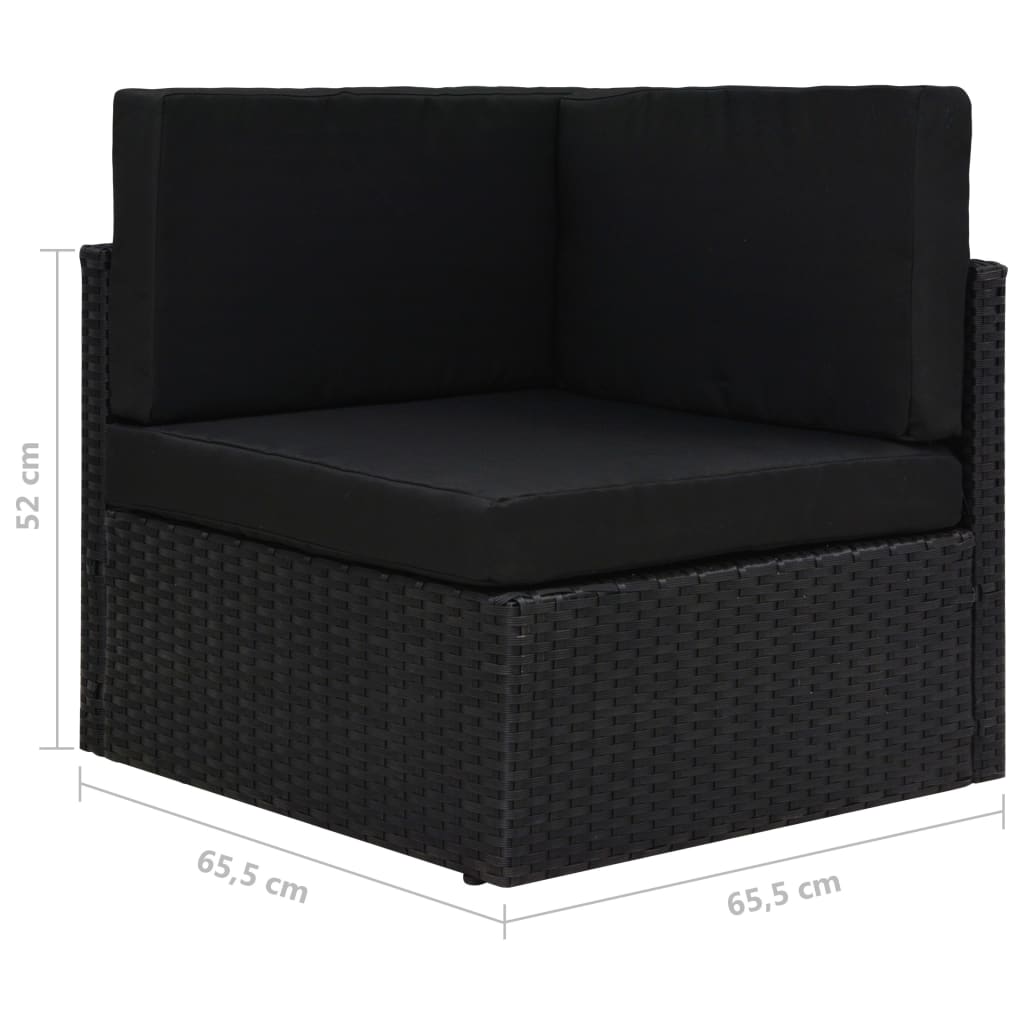 Modulares Sofa-Eckteil Poly Rattan Schwarz