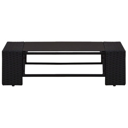 2-tlg. Garten-Lounge-Set Poly Rattan Schwarz