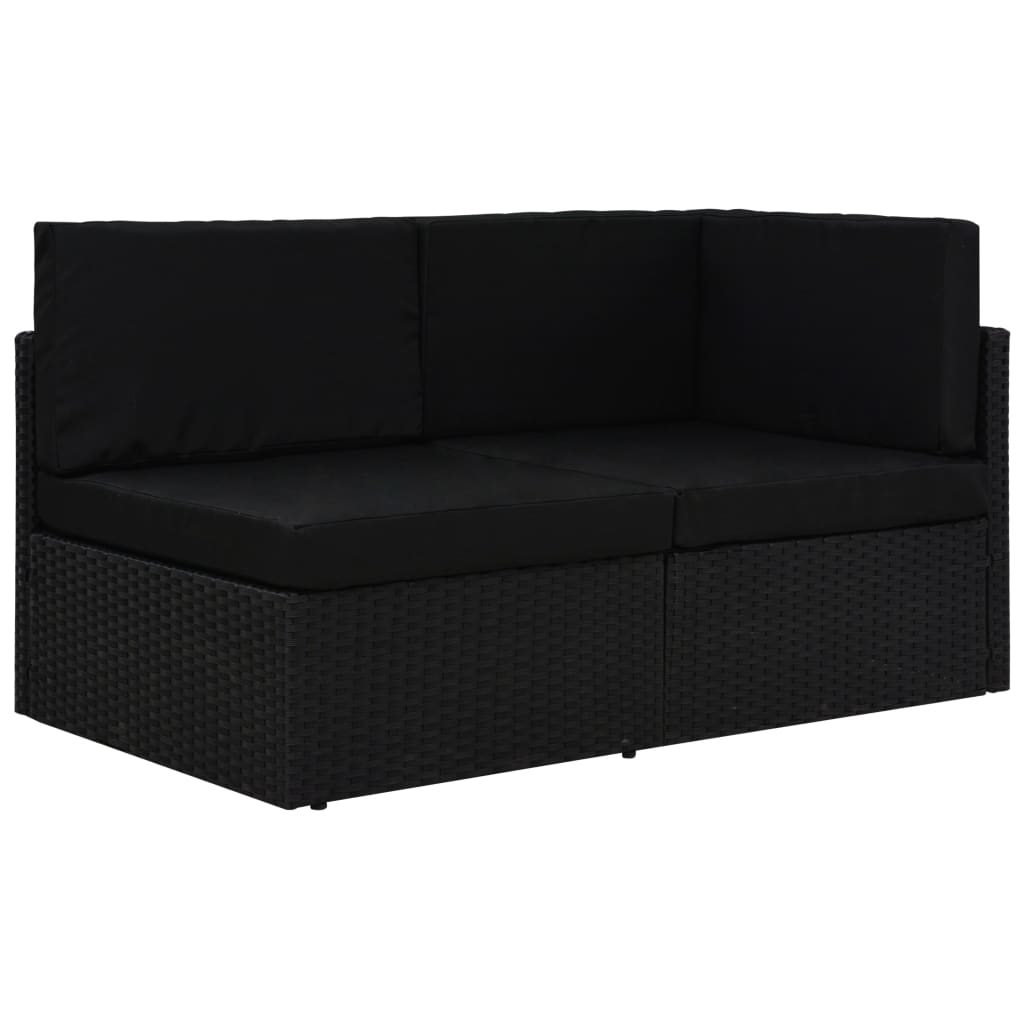 Modulares 2-Sitzer-Sofa Poly Rattan Schwarz