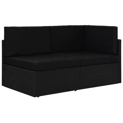 Modulares 2-Sitzer-Sofa Poly Rattan Schwarz
