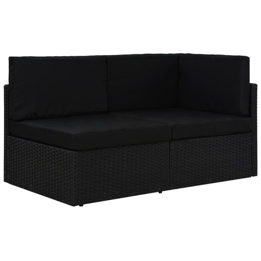 Modulares 2-Sitzer-Sofa Poly Rattan Schwarz