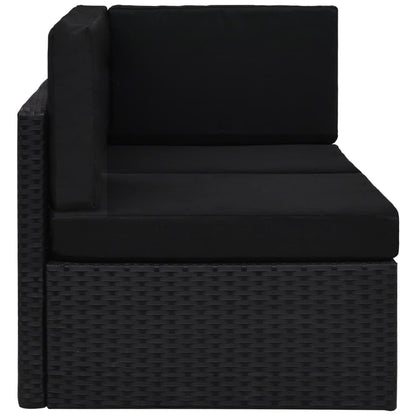 Modulares 2-Sitzer-Sofa Poly Rattan Schwarz