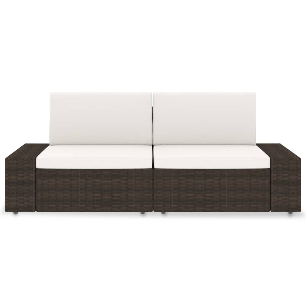 Modulares 2-Sitzer-Sofa Poly Rattan Braun
