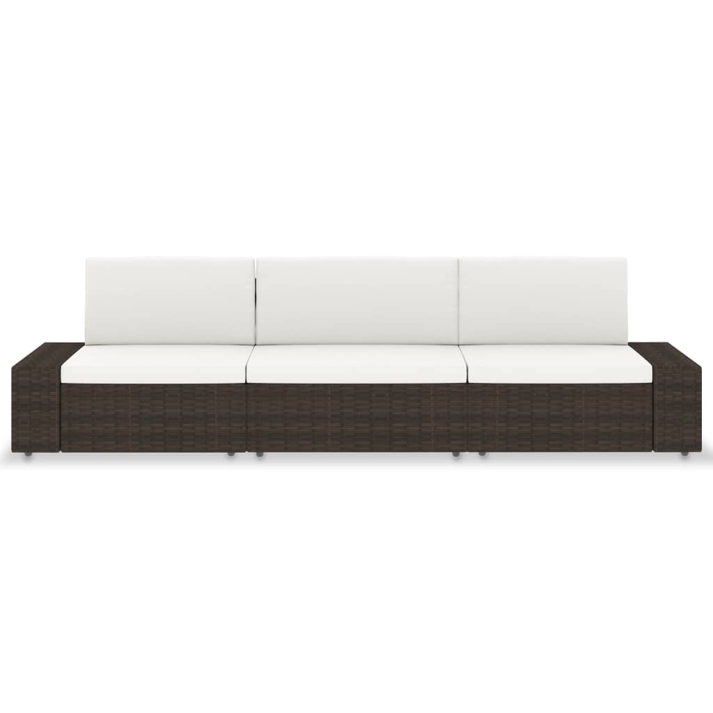 Modulares 3-Sitzer-Sofa Poly Rattan Braun