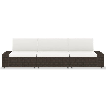 Modulares 3-Sitzer-Sofa Poly Rattan Braun