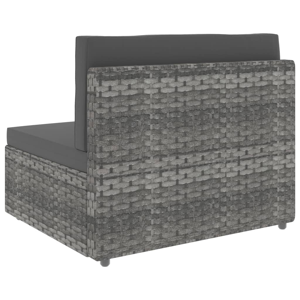 Modulares Mittelsofa Poly Rattan Grau