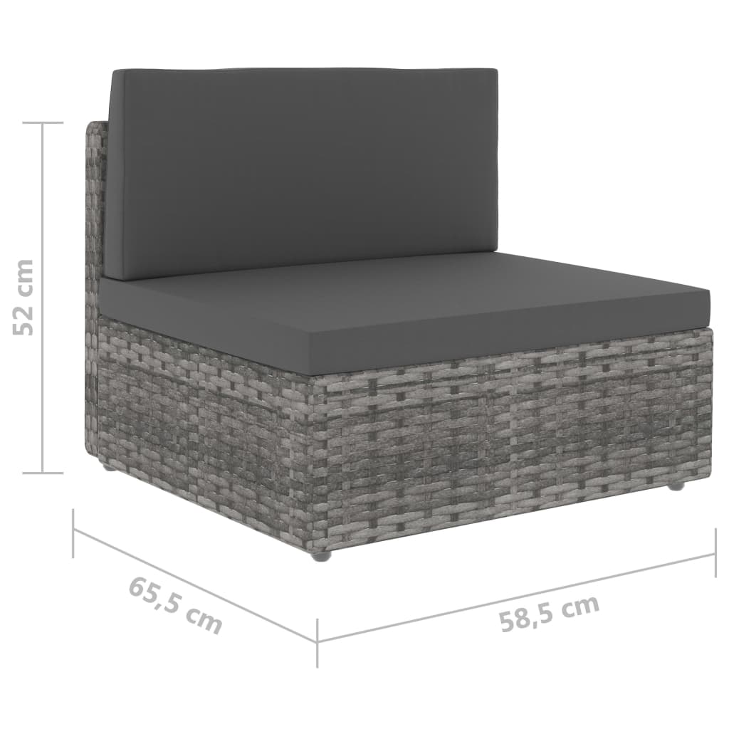 Modulares Mittelsofa Poly Rattan Grau