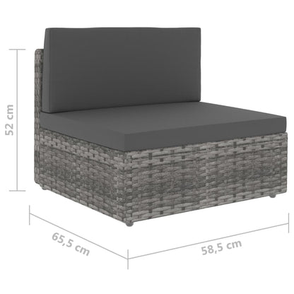 Modulares Mittelsofa Poly Rattan Grau