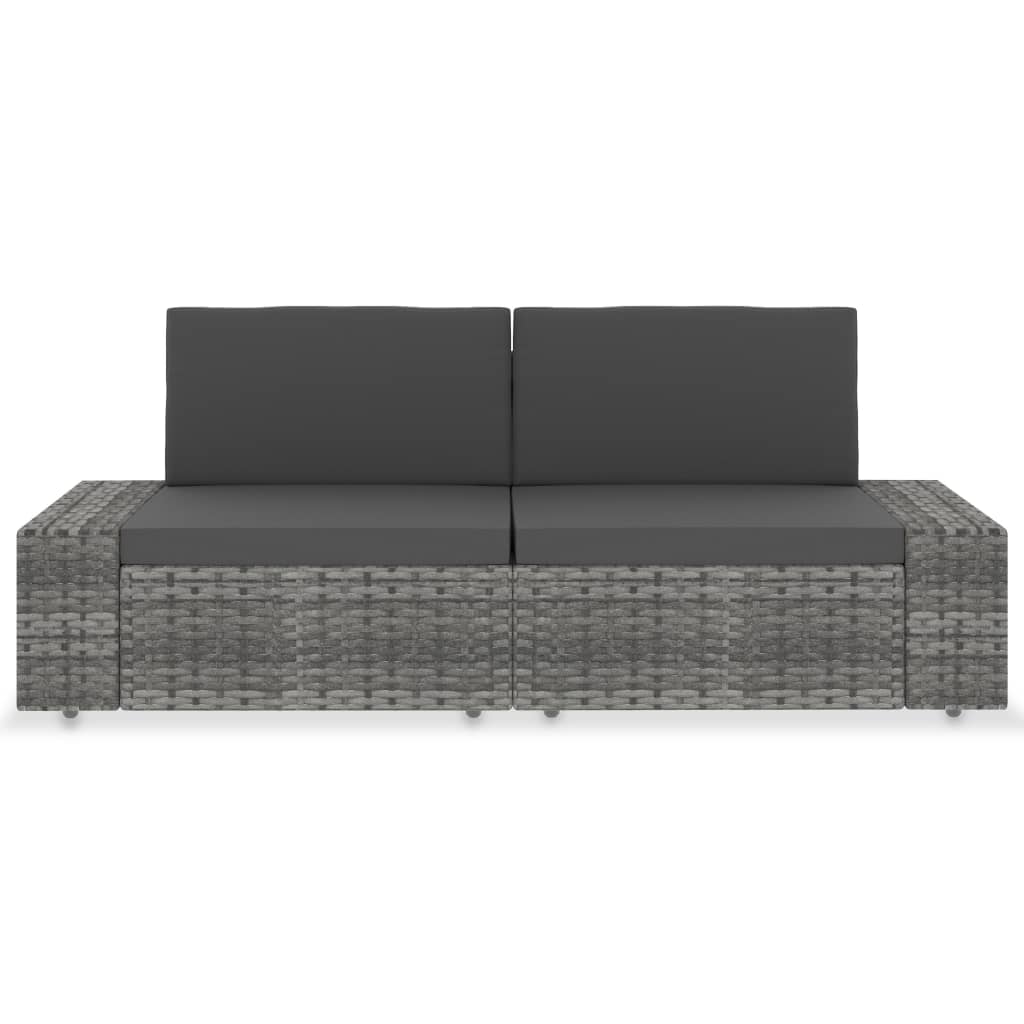 Modulares 2-Sitzer-Sofa Poly Rattan Grau