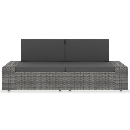 Modulares 2-Sitzer-Sofa Poly Rattan Grau