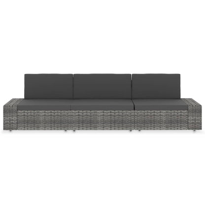 Modulares 3-Sitzer-Sofa Poly Rattan Grau