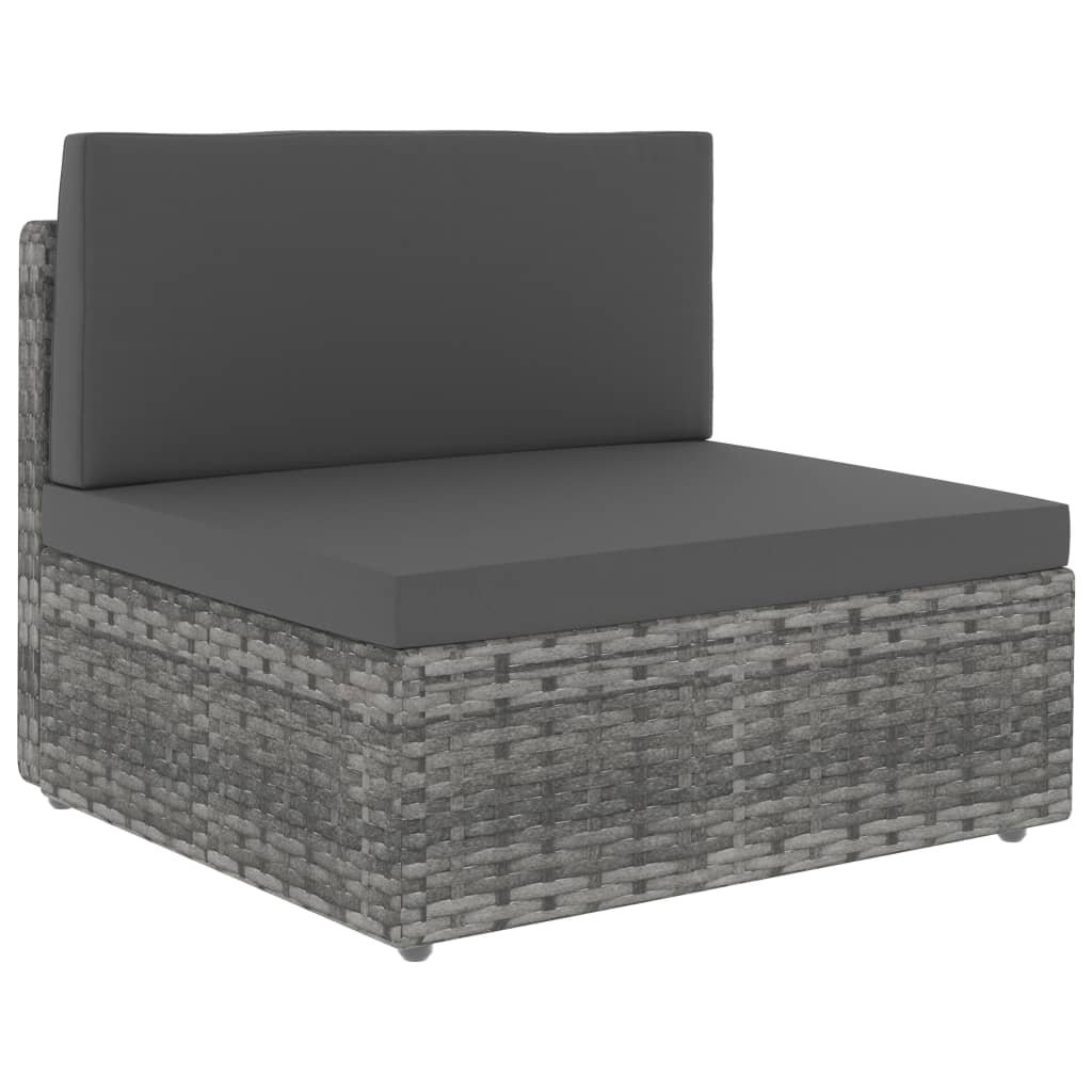 Modulares 3-Sitzer-Sofa Poly Rattan Grau