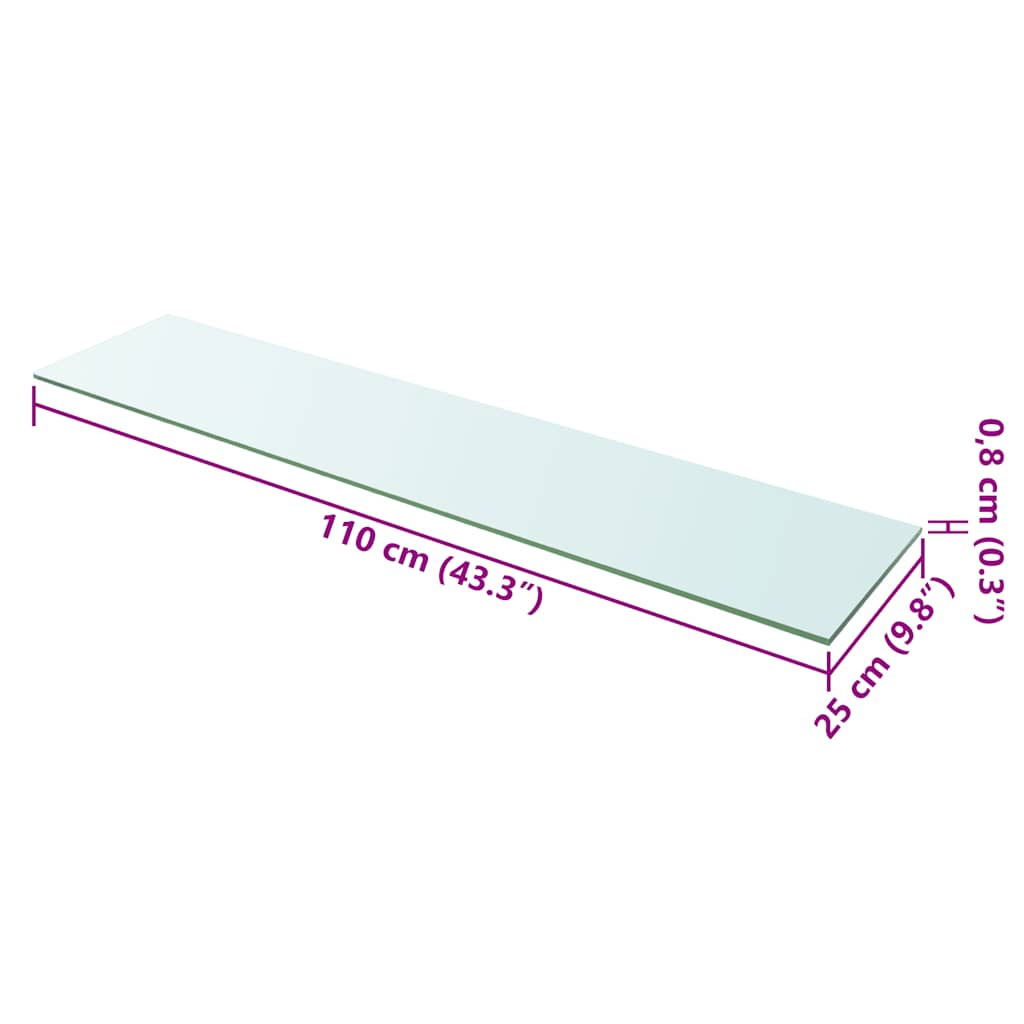 Regalböden 2 Stk. Glas Transparent 110x25 cm
