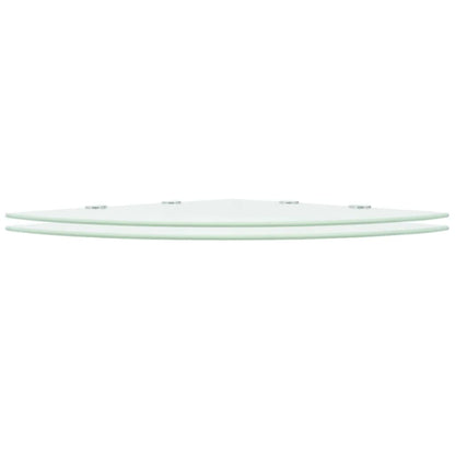 Eckregale 2 Stk. mit verchromten Halterungen Glas Weiß 45x45cm