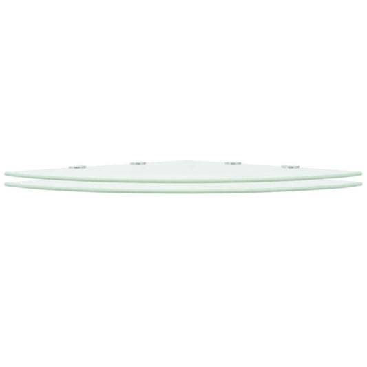 Eckregale 2 Stk. mit verchromten Halterungen Glas Weiß 45x45cm